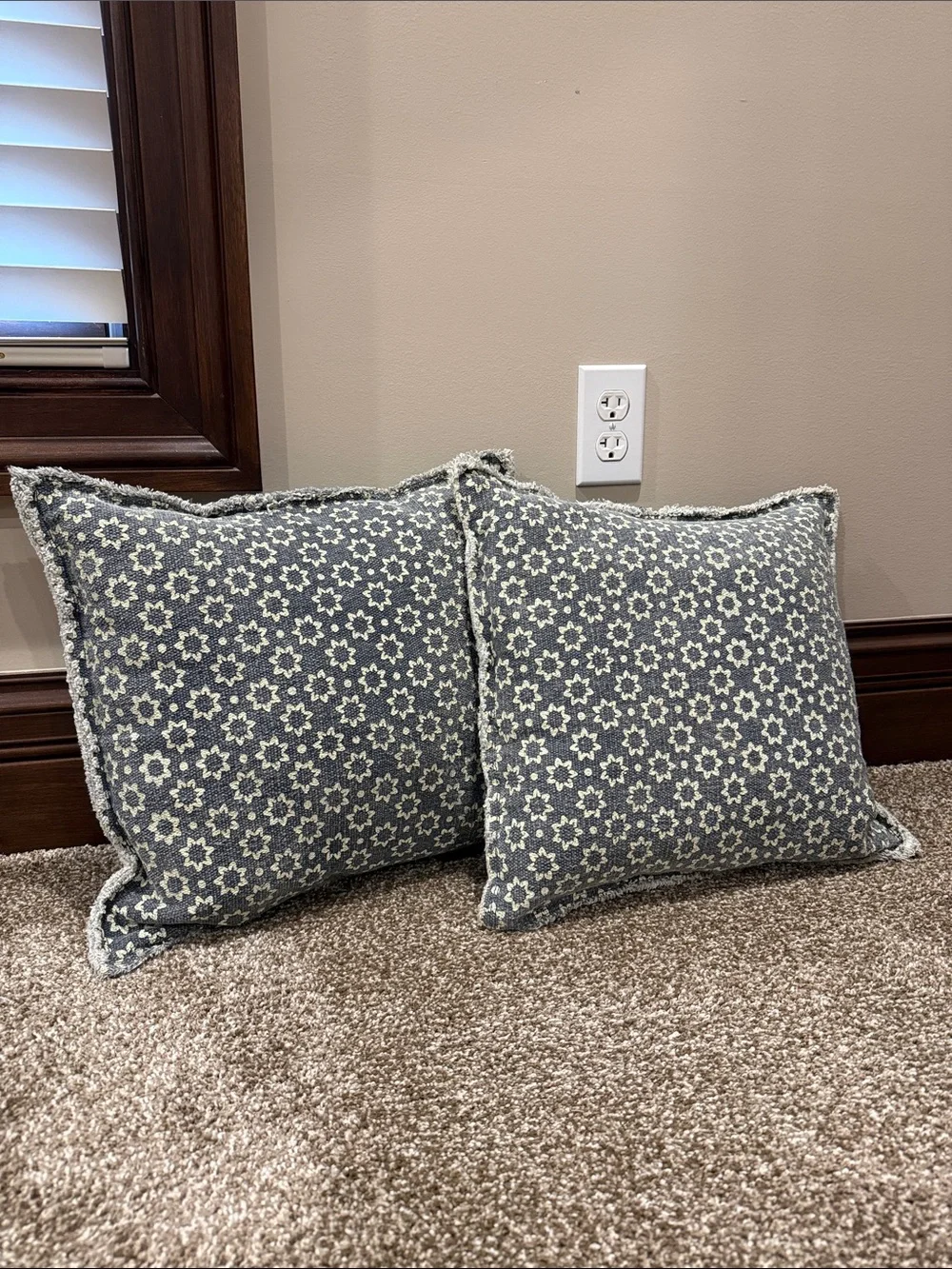 Decorative Blue Gray Textured Throw Pillow - Set of 2